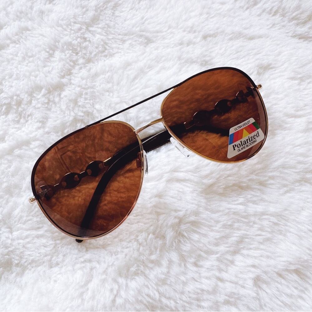 Brooklyn Brown Sleek Aviator Sunglasses - Picture 4 of 10